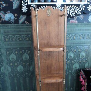 vintage wood/brass wall display shelf